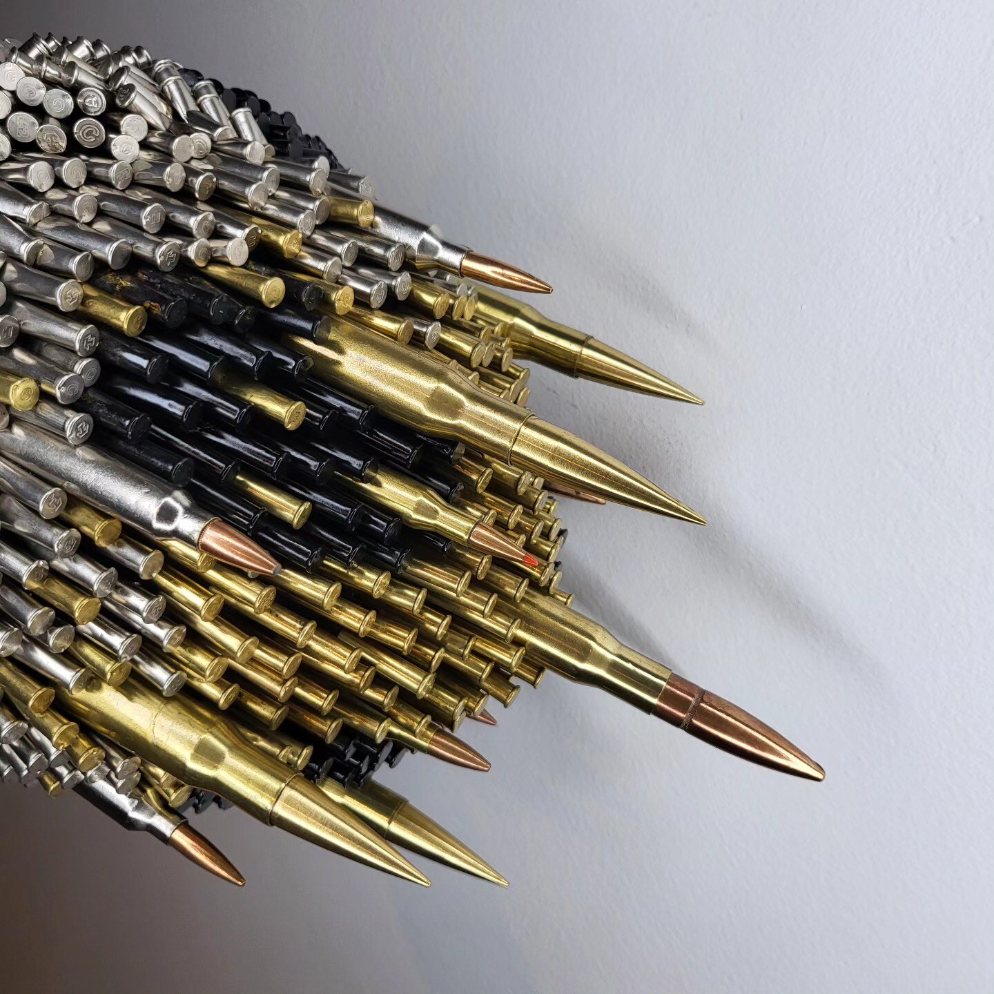 Killer Shot soccer ball sculpture made from bullet casings